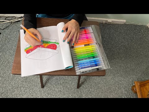 ASMR Coloring Book - Markers, Coloring Sandwiches, No Talking ( TOO WEIRD)