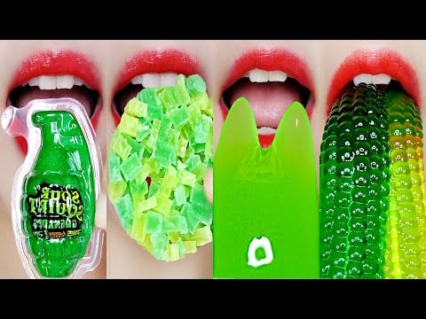 Green Color Food Eating Sounds 초록색 간식 먹방 ASMR MUKBANG