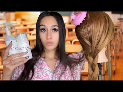 ASMR| The PREPPY girl FIXES your dry hair IN CLASS😟