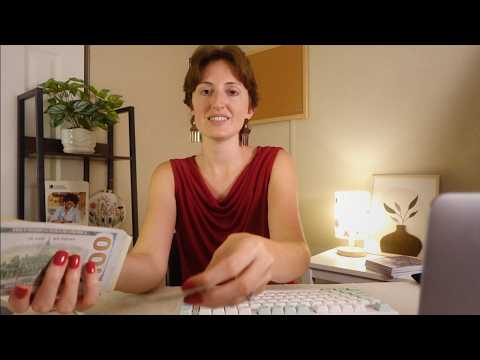 ASMR Bank Roleplay | paper sounds, unintelligible whispers, plastic folder crinkles, typing
