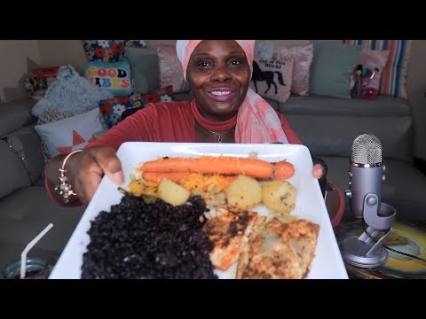 STOVE TOP SALMON HOLESOME DINNER ASMR EATING SOUNDS