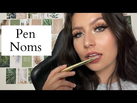 ASMR | Pen Noms + Hand Movements (Wet Mouth Sounds)
