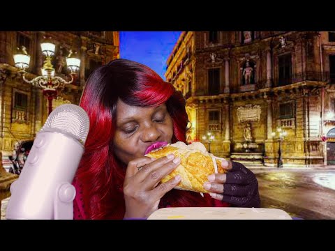 ASMR Tuna On Italian Cheese Roll Eating Sounds