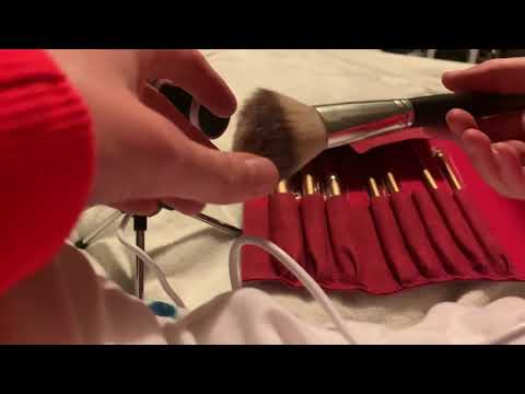 ASMR Brushing the Microphone with Different Makeup Brushes ✨