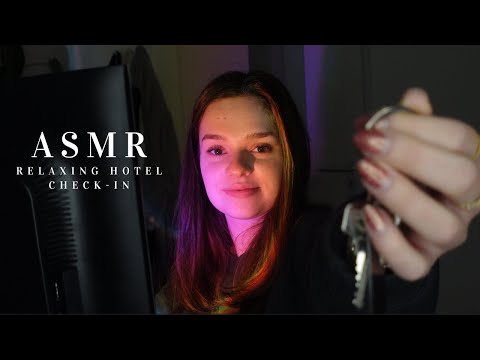ASMR Roleplay | relaxing hotel check-in (tapping, whispering, keyboard sounds)