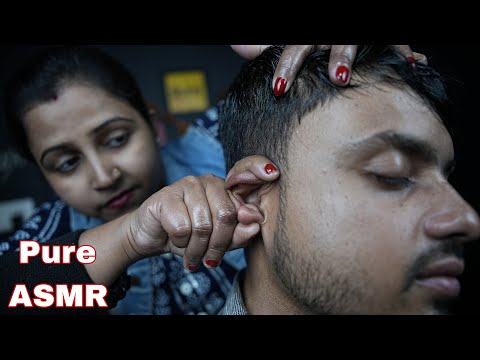 Indian Lady Barber Chaitali Doing ASMR Ear Massage And Head Massage | Tapping And Scratching Massage