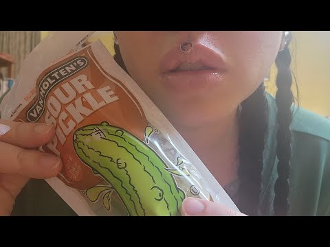 ASMR Giant Satisfying Sour Pickle 🥒& Blue Takis 💙 Crunchy