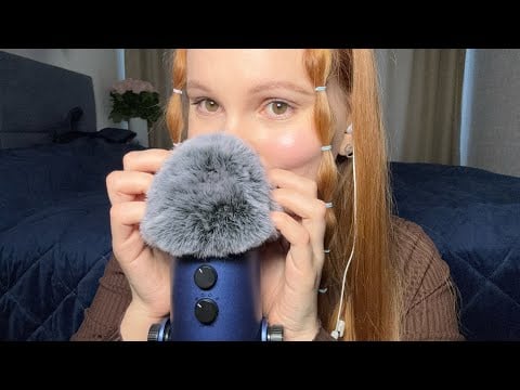 АСМР ִֶָ☾ Жамкаю ветрозащиту + звуки рта ‧₊˚ ☁️⋅♡𓂃 ࣪ Fluffy mic scratching and mouth sounds 😴