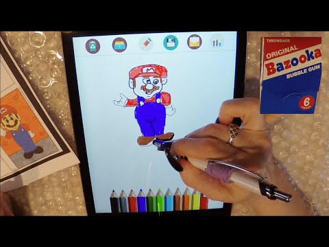 ASMR Gum Chewing Draw with Me on Ipad | Mario, South Park & Writing Viewer's Names | Whispered