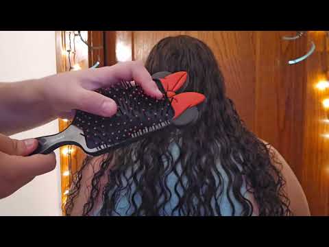 😴 ASMR Wet Curly Hair Brushing + Combing w/ Combs on the Back 😴
