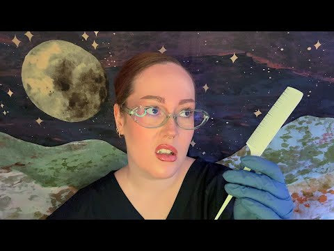 ASMR | Rude School Nurse: Examining Your HAIRY Ears - Gum Chewing, Brushing, Scratching & Picking