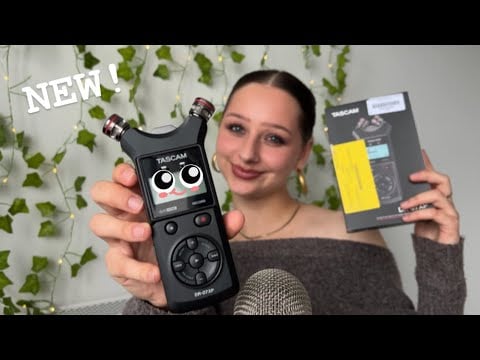 ASMR | Unboxing my new Tascam DR-07XP Microphone (tapping, whispering,..)