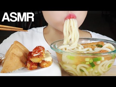 ASMR UDON NOODLES INARI SUSHI FRIED SHRIMP EATING SOUNDS MUKBANG