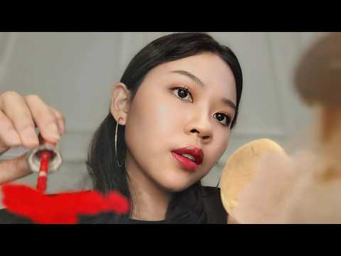 ASMR Applying Dirty Makeup on the Camera 📹 แต่งหน้าแบบเลอะๆ ทาปากแดงๆ