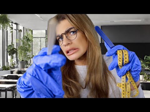 ASMR weird girl is inspecting your face in class 👽 (face touching, close up roleplay)