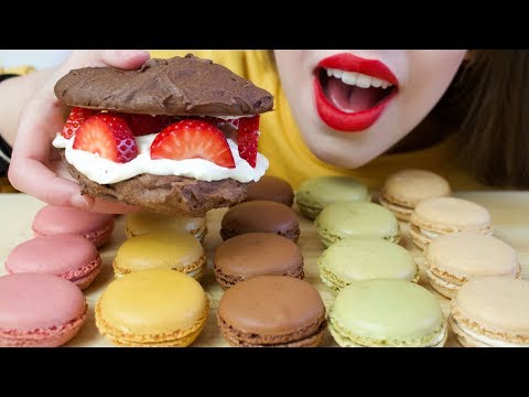 ASMR STARBUCKS MACARONS | Raspberry, Chocolate, Marakuja (CRUNCHY Eating Sounds) No Talking