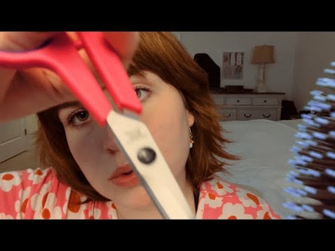 ASMR Strawberry Patch Salon ✂️🍓💇🏻‍♀️(full service haircut, buzzed sides, highlights)