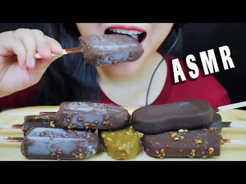 ASMR CHOCOLATE COATED ICE CREAM(CELANO,WALL'S,CREMO,NESTLE,OREO)CRACKLING EATING SOUNDS | LINH-ASMR