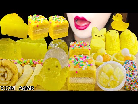 【ASMR】YELLOW DESSERTS⭐️ PEEPS MARSHMALLOW,CHEESE SHAPED JELLY MUKBANG 먹방 EATING SOUNDS NO TALKING