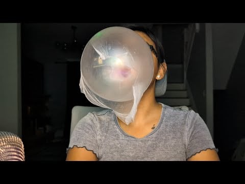 ASMR Typing On Keyboard And Chewing , Blowing Big Bubbles