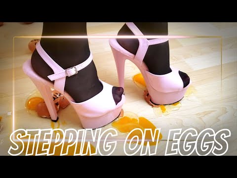 ASMR - Stepping on eggs with high heels - #crush #heels #shoes #asmr