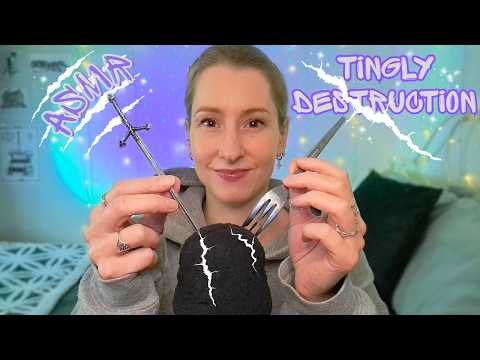 ASMR Mic Destruction⚡| Fast & Aggressive Mic Scratching, Clawing, Tearing 💥| Chaotic Tingles ⚠️✨