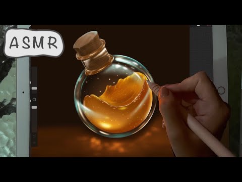 😴 iPad ASMR - Painting a potion glass - Pure Whispering - Writing Sounds