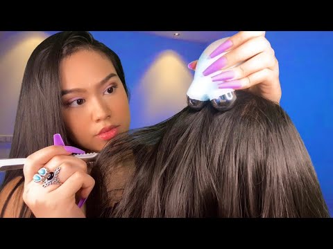 ASMR Sleepy Scalp Check Clinic (Sensory Exams, Scalp Scratching, Plucking) Gum Chewing Hair Roleplay