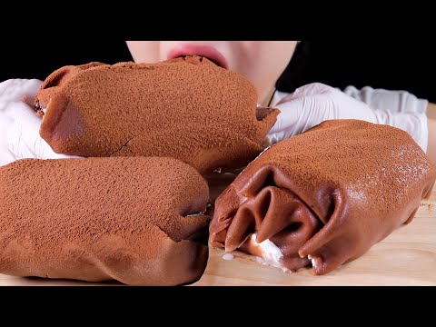 ASMR MUKBANG | Edible Towel Chocolate Crepe Cake | Eating and Cooking Sounds