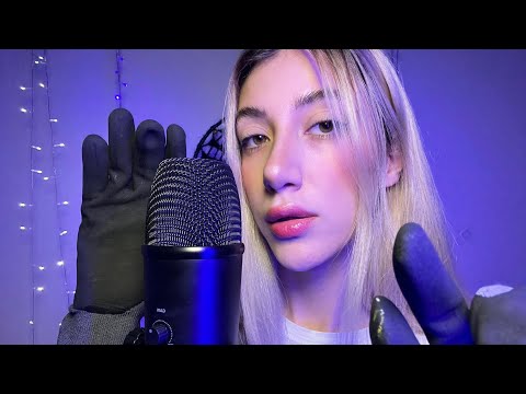 ASMR touching you with gloves & tissue paper+ tingly mouth sound 🧤