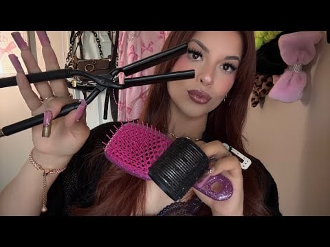 ASMR: Crimping Your Hair 🎀 Parting/Sectioning, Teasing + Hair Fluffing w Stove Flat Iron ✨