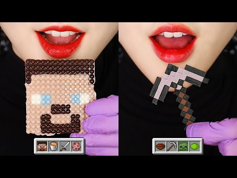 MINECRAFT FOOD, SUGAR FONDANT, WAX CANDY MUKBANG ASMR 💣