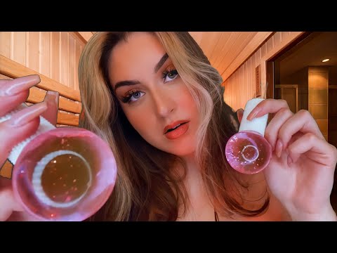 ASMR IN DER SAUNA mit Lidi ASMR🔥 Hot Sauna Spa Facial Treatment Personal Attention Roleplay deutsch