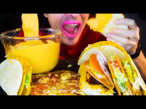 TACO BELL CHEESE SAUCE FEAST ! BURRITOS, TACOS, CHALUPAS * ASMR NO TALKING * | NOMNOMSAMMIEBOY