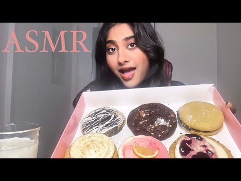 ASMR Crumbl Cookies Taste Test Mukbang | Nail Tapping and Whispering Tingles