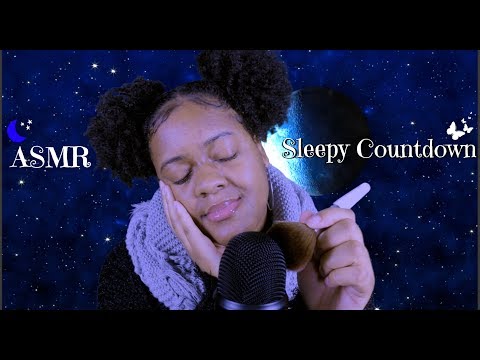 ASMR | Sleepy, Counting Down + Mic Brushing | Close Breathing/Echoes ~