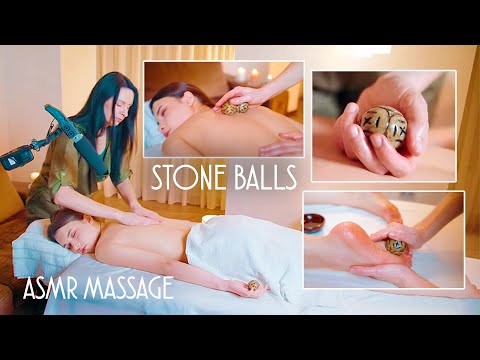 ASMR | MASSAGE | Asmr stone balls no talking massage (back, neck, foot, feet)