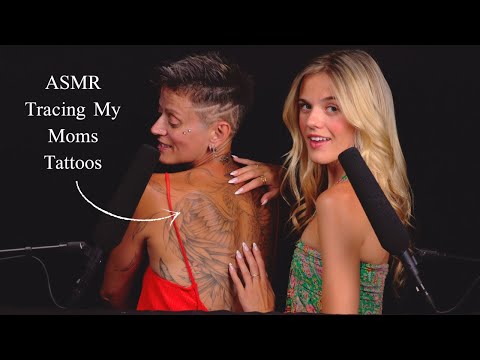 ASMR Tracing My Moms Tattoos + Giving Her The Shivers ✒️🖤 (gone wrong lol)