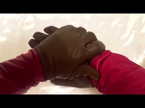 GLOVES 👉 Long Leather Gloves 🤍 Sound of Leather  [[ASMR]]