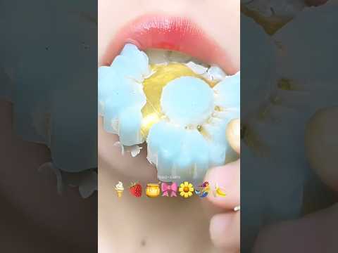 Asmr Mukbang Emoji Food 🍌🍓🎀 #mukbang #satisfying #asmr #satisfying #eating