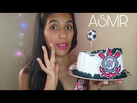 ASMR COMENDO O BOLO PERSONALIZADO DO CORINTHIAS / ASMR MUKBANG