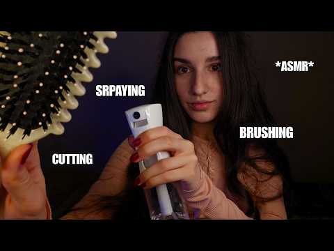 ASMR 🤍 relaxing haircut roleplay (brushing & water sounds)