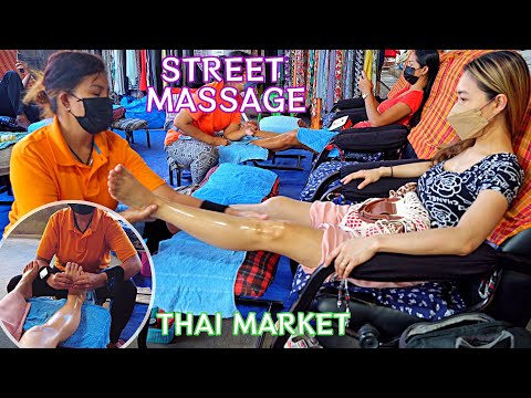 $2 Thai FOOT MASSAGE at early morning Market (unintentional ASMR with Natural street Sound)