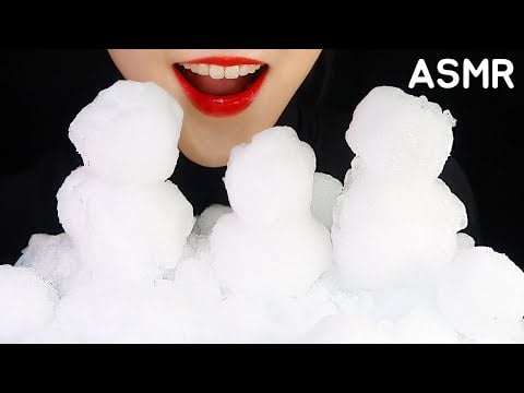 EDIBLE SNOW MAN ASMR EDIBLE SNOW EATING ICE ASMR ☃