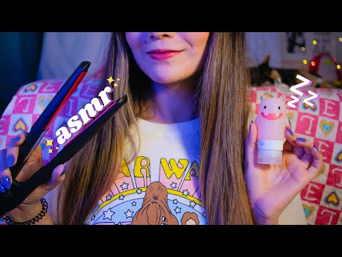 asmr mexendo no seu cabelo: creme, pente e chapinha | personal attention