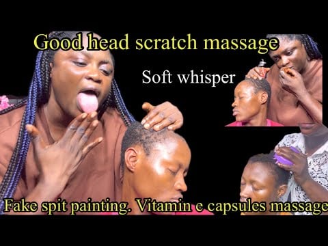 ASMR whisper fake spit painting intense, head scratch and ear massage will knock you out 