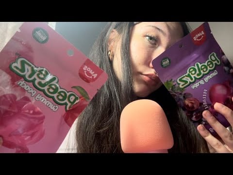 ASMR trying peelerz gummies ( sticky & chewy sounds)