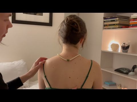 ASMR tingly back scratching, hair play, and scalp massage for relaxation 🌊 (no talking, real person)
