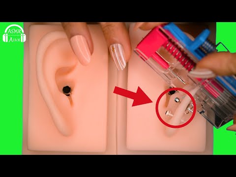 【ASMR】シリコン耳にピアッサーをする音×3機種比較 - Piercing Machine To The Silicon Ear【No Talking】