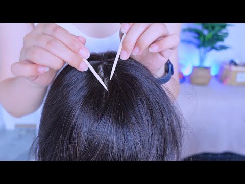 ASMR | Tingly Scalp Check Hair Parting with Wooden Tools Scalp Triggers